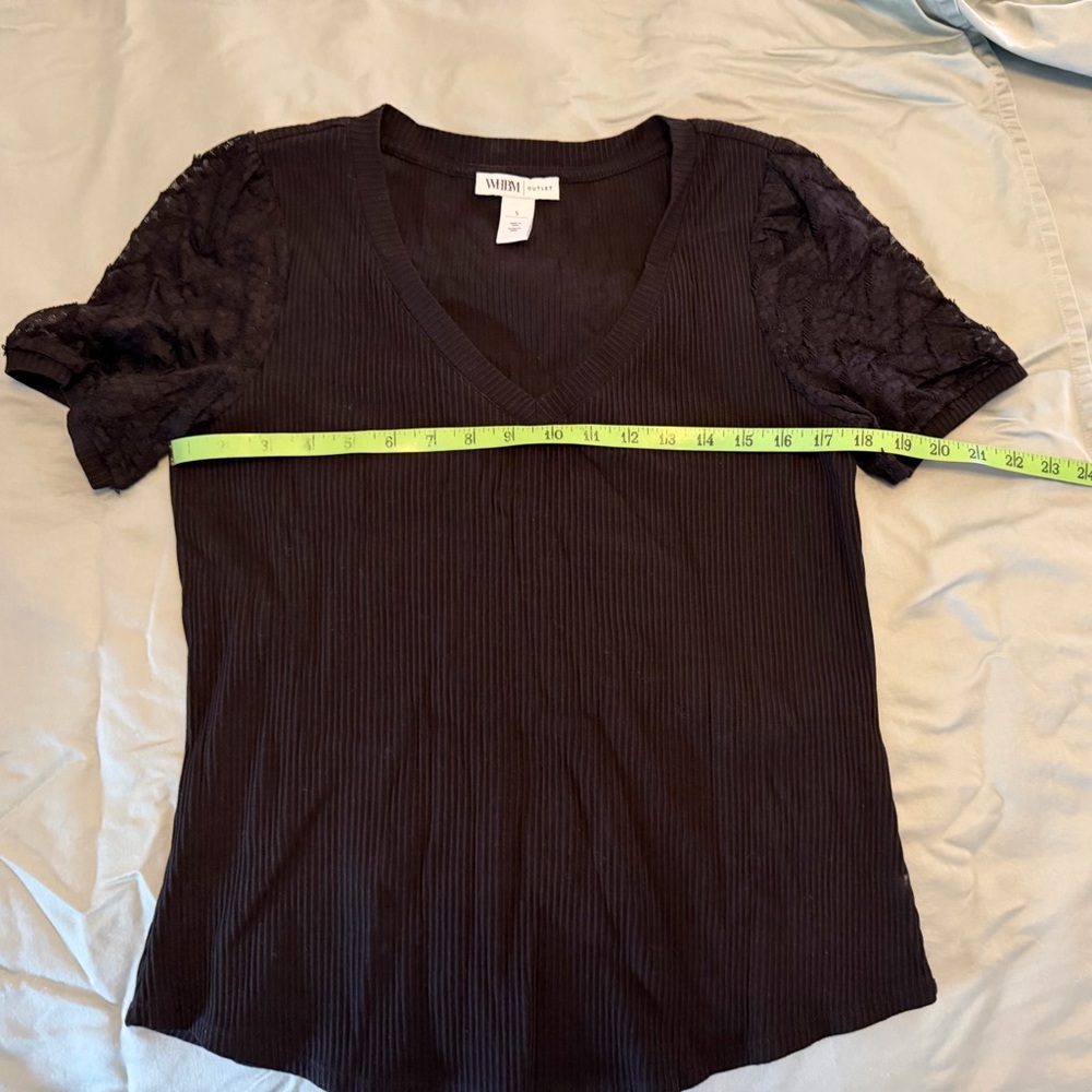 White House Black Market Black Lace Sleeve Tee